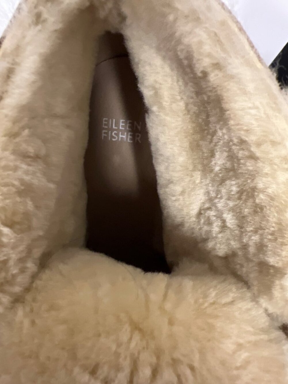 Eileen Fisher Alphine Shearling Wedge Booties Women's 9.5 Tan Suede Lace Up NEW - Picture 9 of 12